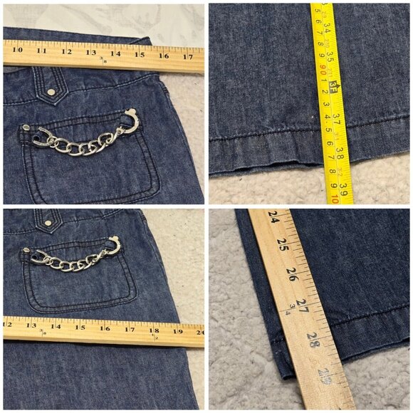 Michael Kors Womens Blue Denim Jeans Wide Leg Chain Accent Low Rise Size 8P - Picture 11 of 12